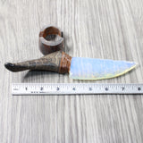 Goat Horn Handle Opalite Blade Ornamental Knife #9650     Mountain Man Knife