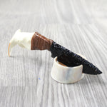 Beaver Jaw Handle Obsidian Blade Ornamental Knife #1750  Mountain Man Knife