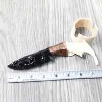 Beaver Jaw Handle Obsidian Blade Ornamental Knife #1750  Mountain Man Knife