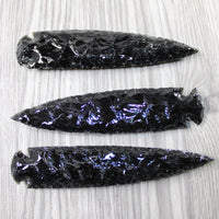 3 Obsidian Ornamental Spearheads  #264-1 Arrowhead