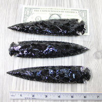 3 Obsidian Ornamental Spearheads  #264-1 Arrowhead