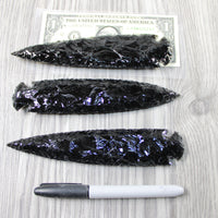 3 Obsidian Ornamental Spearheads  #264-1 Arrowhead