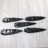 5 Obsidian Ornamental Spearheads  #2750     Arrowhead
