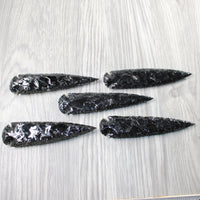 5 Obsidian Ornamental Spearheads  #2750     Arrowhead