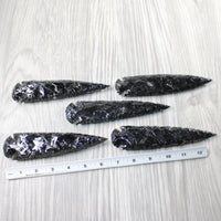 5 Obsidian Ornamental Spearheads  #2750     Arrowhead