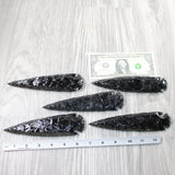 5 Obsidian Ornamental Spearheads  #2750     Arrowhead