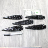 5 Obsidian Ornamental Spearheads  #2750     Arrowhead