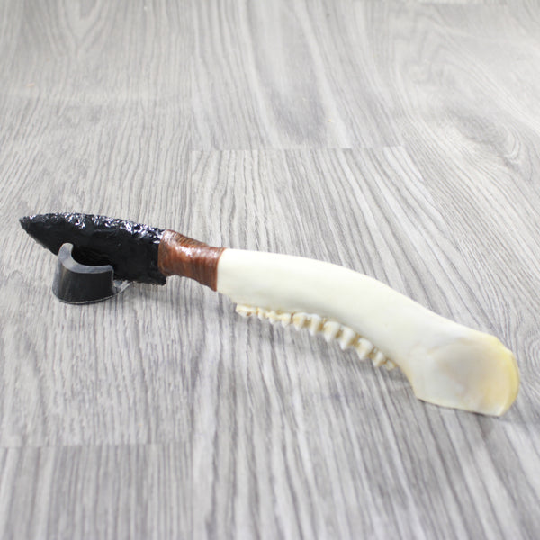 Deer Jaw Handle Obsidian Blade Ornamental Knife #1750  Mountain Man Knife