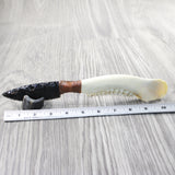 Deer Jaw Handle Obsidian Blade Ornamental Knife #1750  Mountain Man Knife