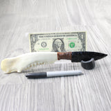 Deer Jaw Handle Obsidian Blade Ornamental Knife #1750  Mountain Man Knife