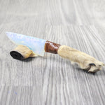 Coyote Foot Handle Opalite Blade Ornamental Knife #1850     Mountain Man Knife