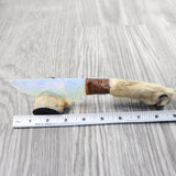 Coyote Foot Handle Opalite Blade Ornamental Knife #1850     Mountain Man Knife