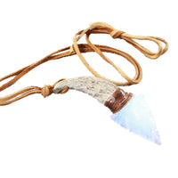 Antler Handle  Opalite Blade Knife Necklace  #5850  Mountain Man Necklace