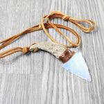 Antler Handle  Opalite Blade Knife Necklace  #5850  Mountain Man Necklace