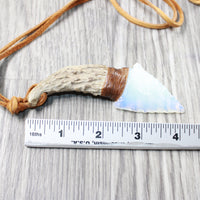 Antler Handle  Opalite Blade Knife Necklace  #5850  Mountain Man Necklace
