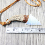 Antler Handle  Opalite Blade Knife Necklace  #5850  Mountain Man Necklace