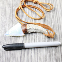 Antler Handle  Opalite Blade Knife Necklace  #5850  Mountain Man Necklace