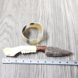 Deer Jaw Handle Stone Blade Ornamental Knife #8950    Mountain Man Knife