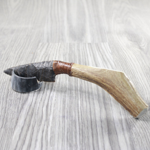 Deer Antler Handle Stone Blade Ornamental Knife #2950    Mountain Man Knife