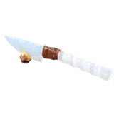 Selenite Spiral Handle Opalite Blade Ornamental Knife #0950     Mountain Man Knife