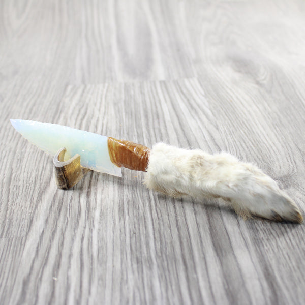 Rabbit Foot Handle Opalite Blade Ornamental Knife #284-1 Mountain Man Knife z
