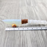 Selenite Spiral Handle Opalite Blade Ornamental Knife #0950     Mountain Man Knife