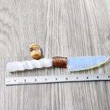 Selenite Spiral Handle Opalite Blade Ornamental Knife #0950     Mountain Man Knife