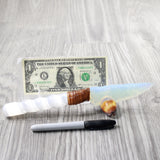 Selenite Spiral Handle Opalite Blade Ornamental Knife #0950     Mountain Man Knife