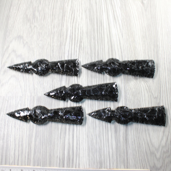 5 Obsidian Ornamental Tomahawk Heads  #5950    Axe Hatchet Ax
