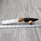 Selenite Spiral Handle Obsidian Blade Ornamental Knife #314-1 Mountain Man Knife