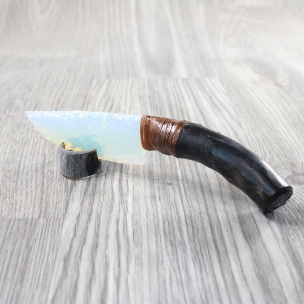 Impala Horn Handle Opalite Blade Ornamental Knife #9950     Mountain Man Knife