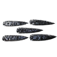 5 Obsidian Ornamental Spearheads  #1950     Arrowhead