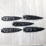 5 Obsidian Ornamental Spearheads  #1950     Arrowhead