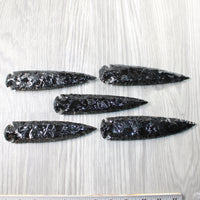 5 Obsidian Ornamental Spearheads  #1950     Arrowhead