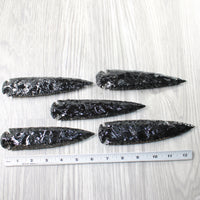 5 Obsidian Ornamental Spearheads  #1950     Arrowhead