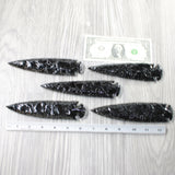 5 Obsidian Ornamental Spearheads  #1950     Arrowhead