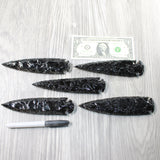 5 Obsidian Ornamental Spearheads  #1950     Arrowhead