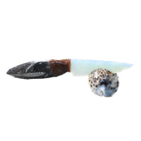 Orthoceras Fossil Handle Opalite Blade Ornamental Knife #0950     Mountain Man Knife