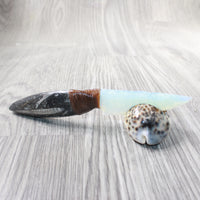 Orthoceras Fossil Handle Opalite Blade Ornamental Knife #0950     Mountain Man Knife