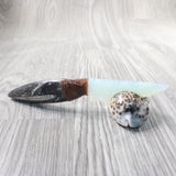 Orthoceras Fossil Handle Opalite Blade Ornamental Knife #0950     Mountain Man Knife