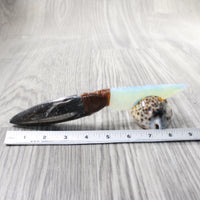 Orthoceras Fossil Handle Opalite Blade Ornamental Knife #0950     Mountain Man Knife