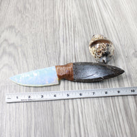 Orthoceras Fossil Handle Opalite Blade Ornamental Knife #0950     Mountain Man Knife