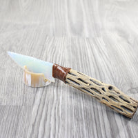 Cholla Cactus Wood Handle Opalite Blade Ornamental Knife #0050     Mountain Man Knife