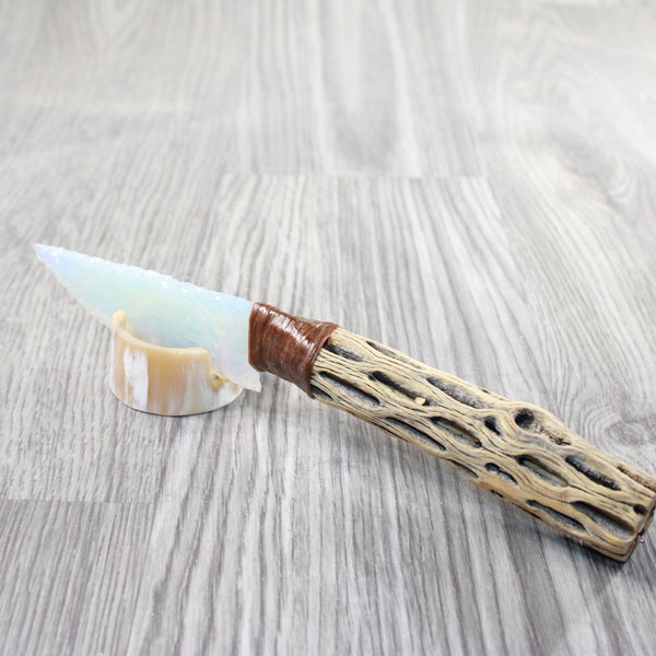 Cholla Cactus Wood Handle Opalite Blade Ornamental Knife #0050     Mountain Man Knife