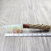 Cholla Cactus Wood Handle Opalite Blade Ornamental Knife #0050     Mountain Man Knife