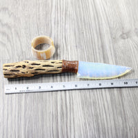Cholla Cactus Wood Handle Opalite Blade Ornamental Knife #0050     Mountain Man Knife