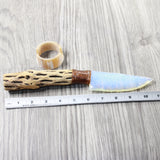 Cholla Cactus Wood Handle Opalite Blade Ornamental Knife #0050     Mountain Man Knife
