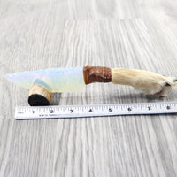 Coyote Foot Handle Opalite Blade Ornamental Knife #9050     Mountain Man Knife