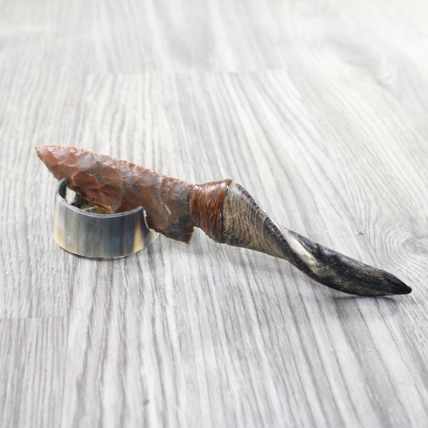Goat Horn Handle Stone Blade Ornamental Knife #9050    Mountain Man Knife
