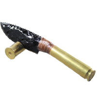 50 Cal Shell Casing Handle Obsidian Blade Ornamental Knife #7050  Mountain Man Knife